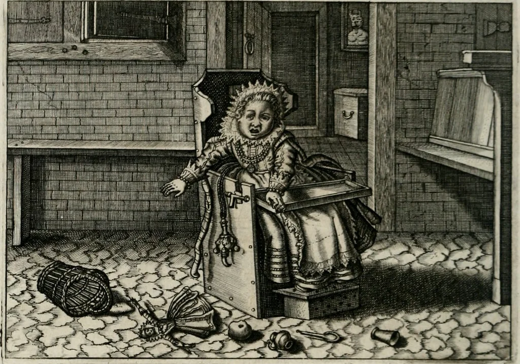 An illustration from Iohannis de Brunes I.C. Emblemata of Zinne-werck : vorghestelt, in beelden, ghedichten, en breeder uijt-legginghen, tot uijt-druckinghe, en verbeteringhe van verscheijden feijlen onser eeuwe, 1661, leaf 379