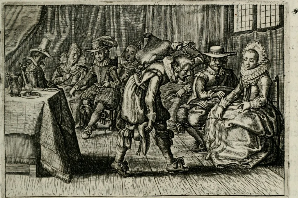 An illustration from Iohannis de Brunes I.C. Emblemata of Zinne-werck : vorghestelt, in beelden, ghedichten, en breeder uijt-legginghen, tot uijt-druckinghe, en verbeteringhe van verscheijden feijlen onser eeuwe, 1661, leaf 40