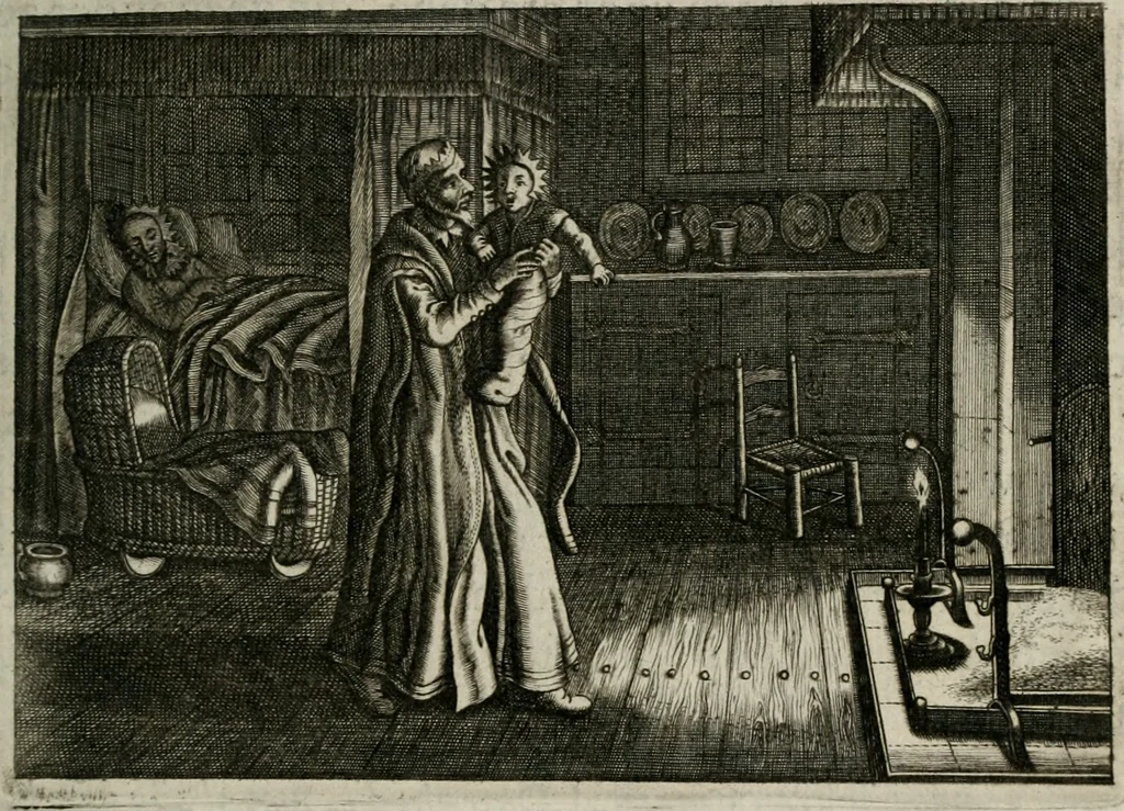 An illustration from Iohannis de Brunes I.C. Emblemata of Zinne-werck : vorghestelt, in beelden, ghedichten, en breeder uijt-legginghen, tot uijt-druckinghe, en verbeteringhe van verscheijden feijlen onser eeuwe, 1661, leaf 92