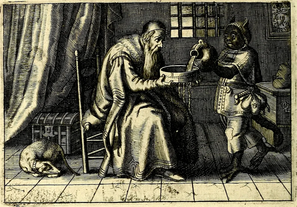 An illustration from Iohannis de Brunes I.C. Emblemata of Zinne-werck : voorghestelt, in Beelden, ghedichten, en breeder uijt-legginghen, tot uijt-druckinghe, en verbeteringhe van verscheijden feijlen onser eeuwe, 1661, leaf 135