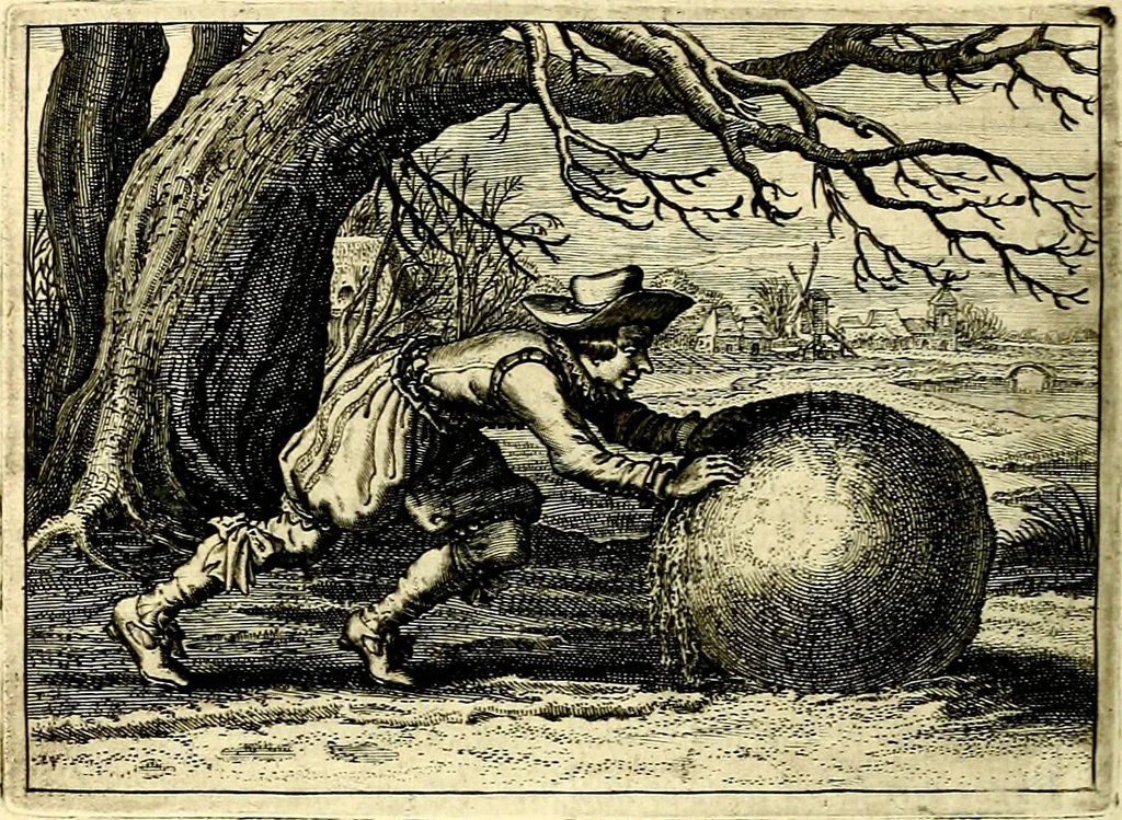 An illustration from Iohannis de Brunes I.C. Emblemata of Zinne-werck : voorghestelt, in Beelden, ghedichten, en breeder uijt-legginghen, tot uijt-druckinghe, en verbeteringhe van verscheijden feijlen onser eeuwe, 1661, leaf 233
