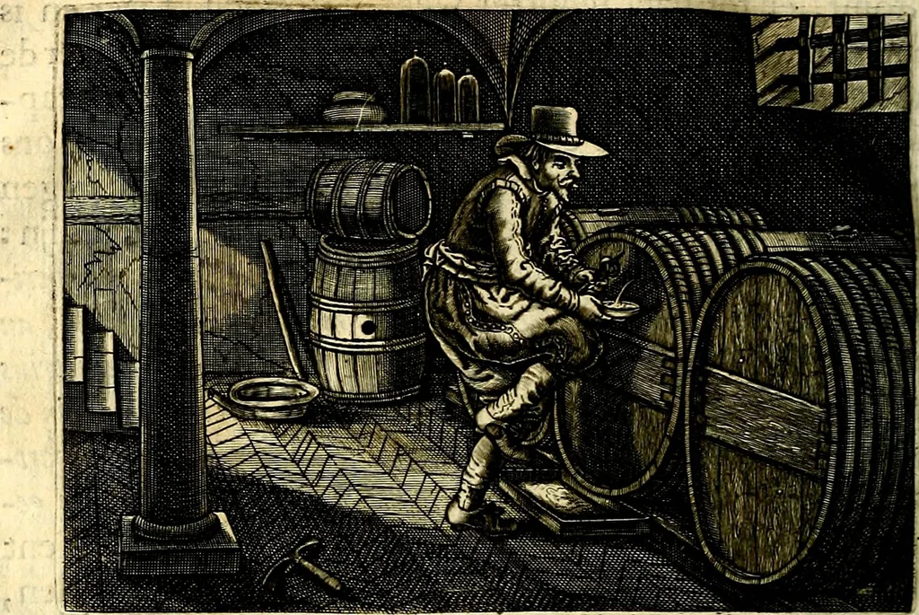 An illustration from Iohannis de Brunes I.C. Emblemata of Zinne-werck : voorghestelt, in Beelden, ghedichten, en breeder uijt-legginghen, tot uijt-druckinghe, en verbeteringhe van verscheijden feijlen onser eeuwe, 1661, leaf 107