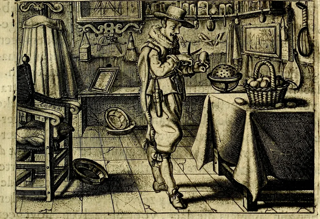 An illustration from Iohannis de Brunes I.C. Emblemata of Zinne-werck : voorghestelt, in Beelden, ghedichten, en breeder uijt-legginghen, tot uijt-druckinghe, en verbeteringhe van verscheijden feijlen onser eeuwe, 1661, leaf 16