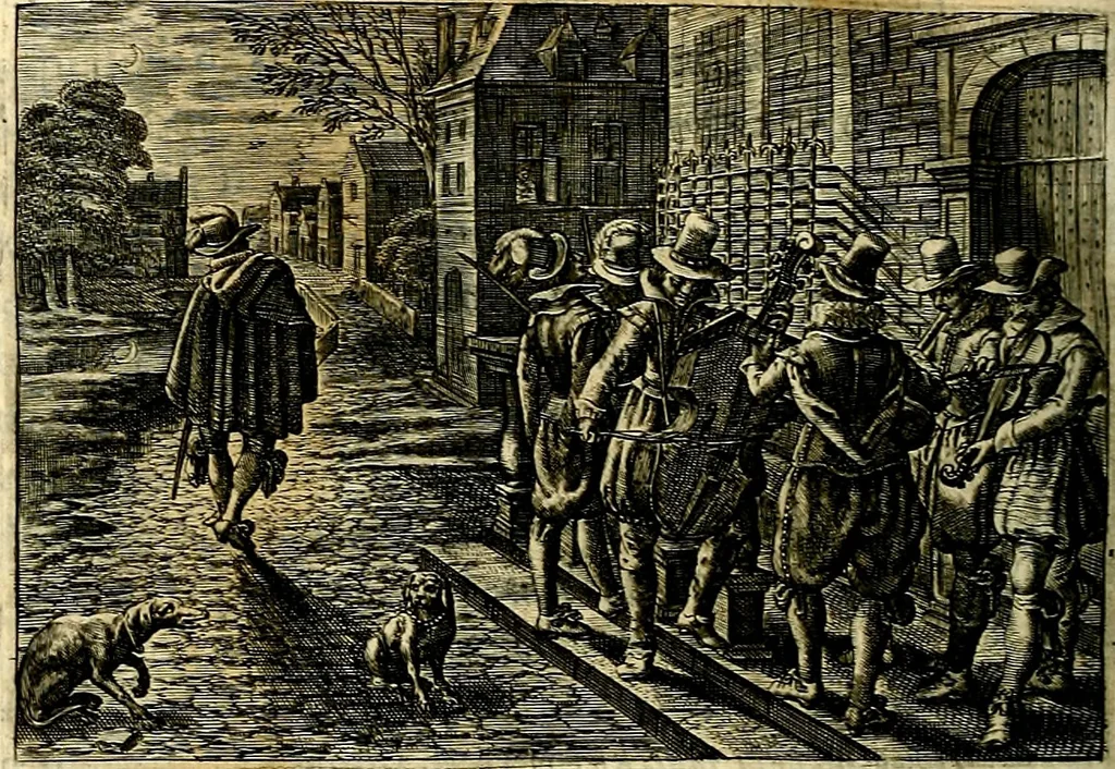 An illustration from Iohannis de Brunes I.C. Emblemata of Zinne-werck : voorghestelt, in Beelden, ghedichten, en breeder uijt-legginghen, tot uijt-druckinghe, en verbeteringhe van verscheijden feijlen onser eeuwe, 1661, leaf 219