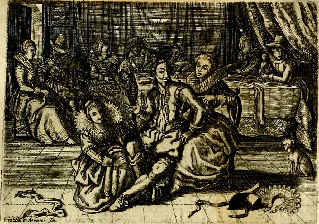 An illustration from Iohannis de Brunes I.C. Emblemata of Zinne-werck : voorghestelt, in Beelden, ghedichten, en breeder uijt-legginghen, tot uijt-druckinghe, en verbeteringhe van verscheijden feijlen onser eeuwe, 1661, leaf 228