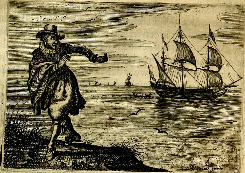 An illustration from Iohannis de Brunes I.C. Emblemata of Zinne-werck : voorghestelt, in Beelden, ghedichten, en breeder uijt-legginghen, tot uijt-druckinghe, en verbeteringhe van verscheijden feijlen onser eeuwe, 1661, leaf 300