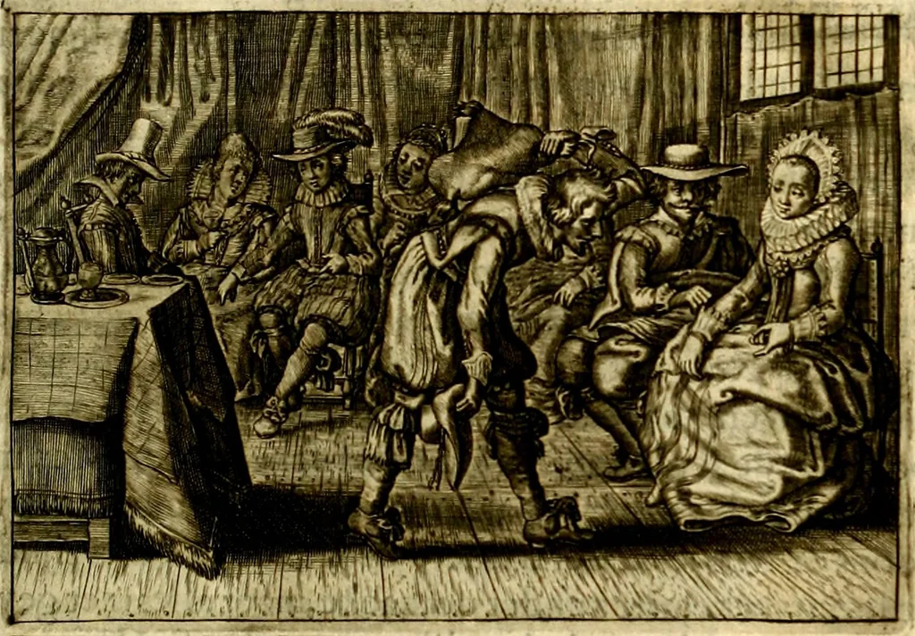 An illustration from Iohannis de Brunes I.C. Emblemata of Zinne-werck : voorghestelt, in Beelden, ghedichten, en breeder uijt-legginghen, tot uijt-druckinghe, en verbeteringhe van verscheijden feijlen onser eeuwe, 1661, leaf 38