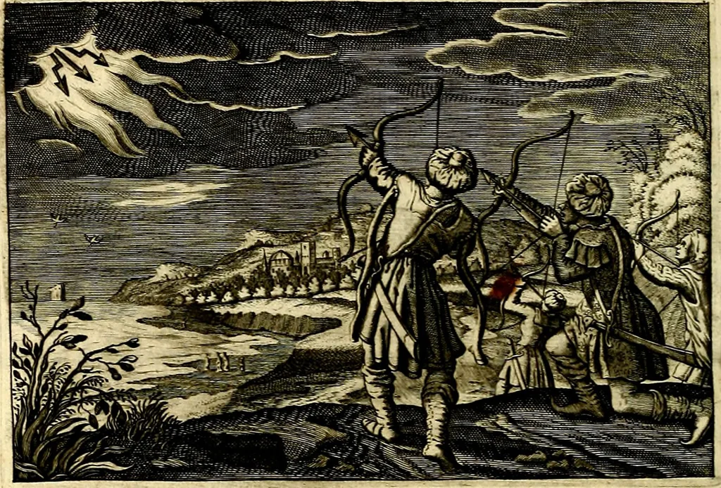 An illustration from Iohannis de Brunes I.C. Emblemata of Zinne-werck : voorghestelt, in Beelden, ghedichten, en breeder uijt-legginghen, tot uijt-druckinghe, en verbeteringhe van verscheijden feijlen onser eeuwe, 1661, leaf 193