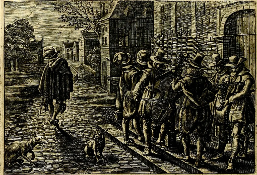 An illustration from Iohannis de Brunes I.C. Emblemata of Zinne-werck : voorghestelt, in Beelden, ghedichten, en breeder uijt-legginghen, tot uijt-druckinghe, en verbeteringhe van verscheijden feijlen onser eeuwe, 1661, leaf 217