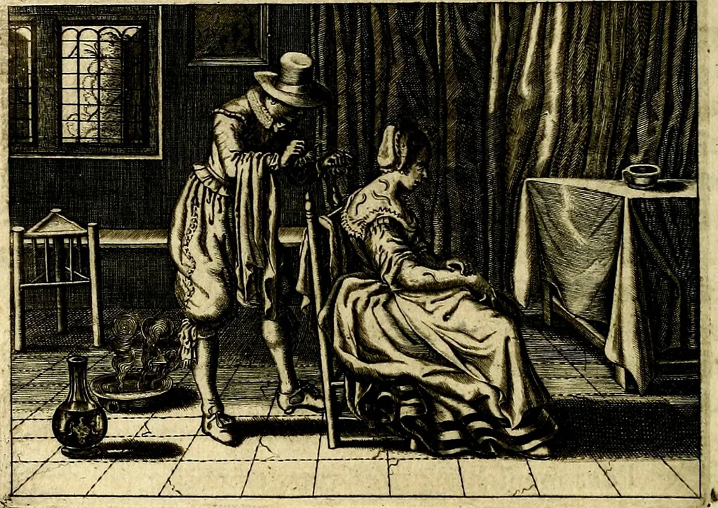 An illustration from Iohannis de Brunes I.C. Emblemata of Zinne-werck : voorghestelt, in Beelden, ghedichten, en breeder uijt-legginghen, tot uijt-druckinghe, en verbeteringhe van verscheijden feijlen onser eeuwe, 1661, leaf 97