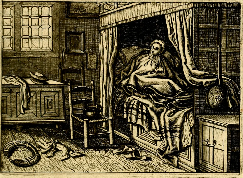 An illustration from Iohannis de Brunes I.C. Emblemata of Zinne-werck : voorghesteet, In Beelden, ghedichten, en breeder uijt-legginghen tot uijt-druckinghe, en verbeteringhe van verscheijden teijlen onser eeuwe. Spe et metu, 1624, leaf 116