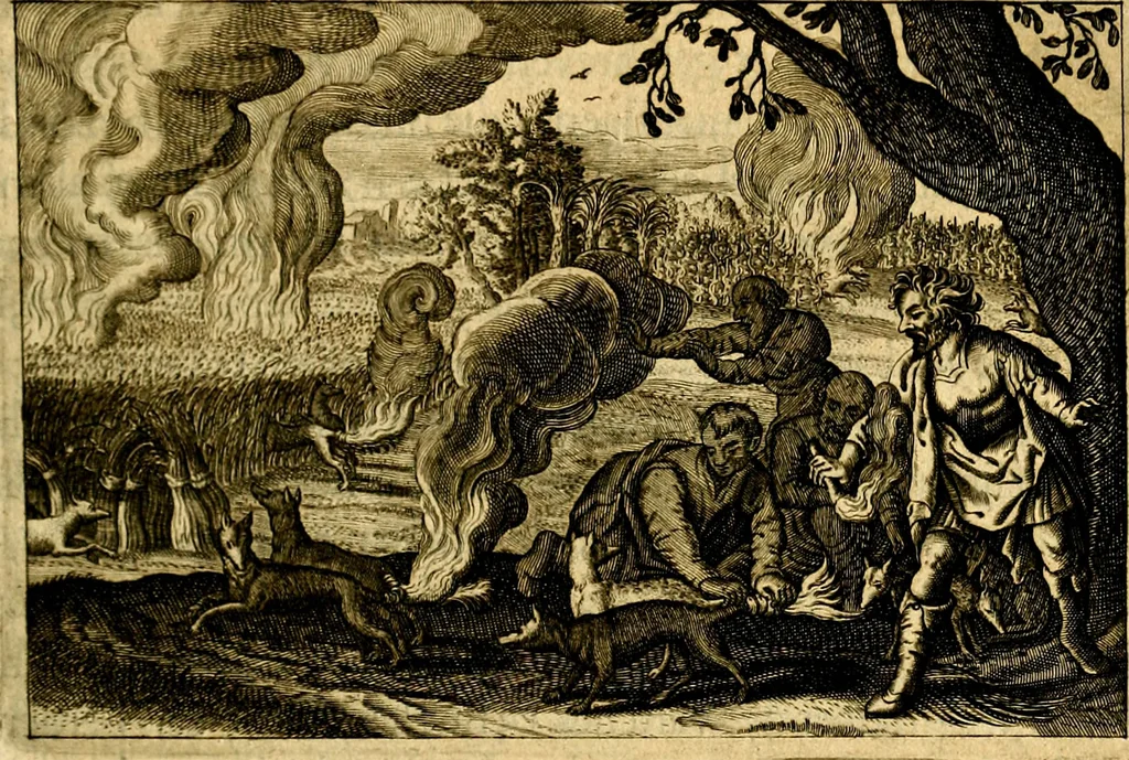 An illustration from Iohannis de Brunes I.C. Emblemata of Zinne-werck : voorghesteet, In Beelden, ghedichten, en breeder uijt-legginghen tot uijt-druckinghe, en verbeteringhe van verscheijden teijlen onser eeuwe. Spe et metu, 1624, leaf 130