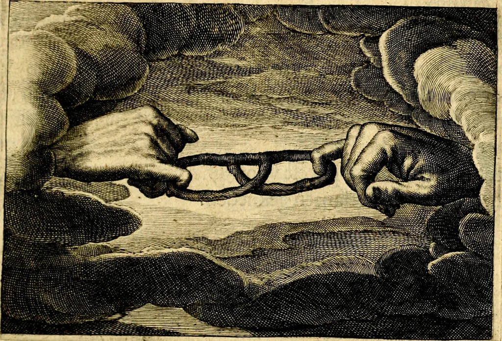 An illustration from Iohannis de Brunes I.C. Emblemata of Zinne-werck : voorghesteet, In Beelden, ghedichten, en breeder uijt-legginghen tot uijt-druckinghe, en verbeteringhe van verscheijden teijlen onser eeuwe. Spe et metu, 1624, leaf 158