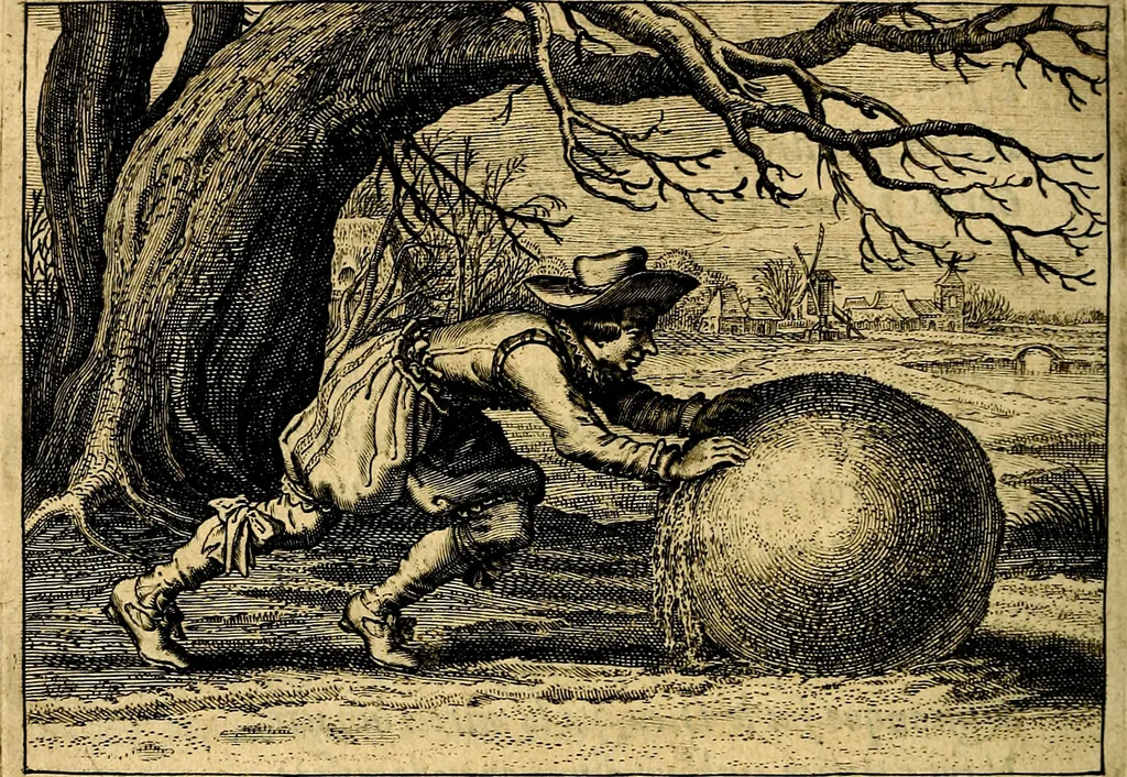 An illustration from Iohannis de Brunes I.C. Emblemata of Zinne-werck : voorghesteet, In Beelden, ghedichten, en breeder uijt-legginghen tot uijt-druckinghe, en verbeteringhe van verscheijden teijlen onser eeuwe. Spe et metu, 1624, leaf 237