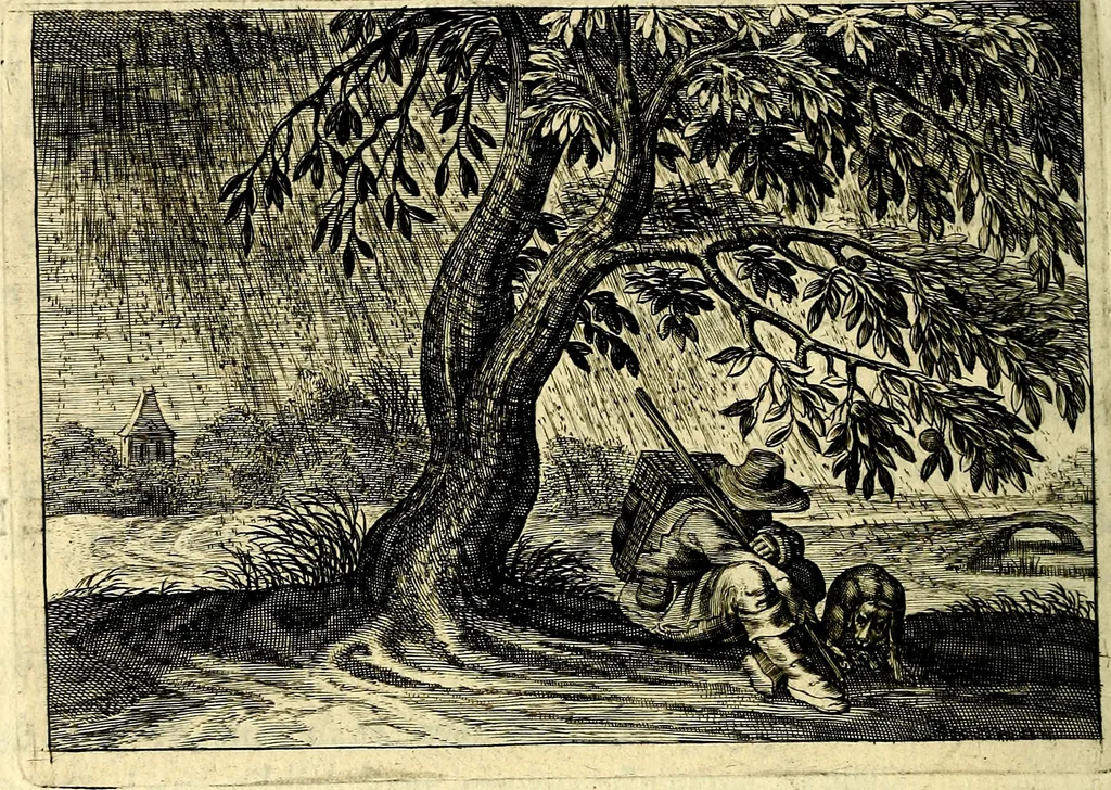 An illustration from Iohannis de Brunes I.C. Emblemata of Zinne-werck : voorghesteet, In Beelden, ghedichten, en breeder uijt-legginghen tot uijt-druckinghe, en verbeteringhe van verscheijden teijlen onser eeuwe. Spe et metu, 1624, leaf 321