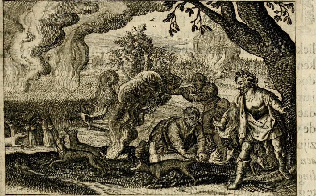 An illustration from Iohannis de Brunes I.C. Emblemata of zinne-werck : voorghestelt in beelden, ghedichten, en breeder uijt-legginghen, tot uijt-druckinghe en verbeteringhe van verscheijden feijlen onser eeuwe, 1636, leaf 136