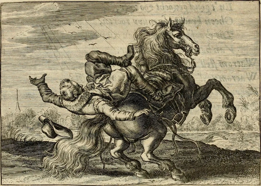 An illustration from Iohannis de Brunes I.C. Emblemata of zinne-werck : voorghestelt in beelden, ghedichten, en breeder uijt-legginghen, tot uijt-druckinghe en verbeteringhe van verscheijden feijlen onser eeuwe, 1636, leaf 155