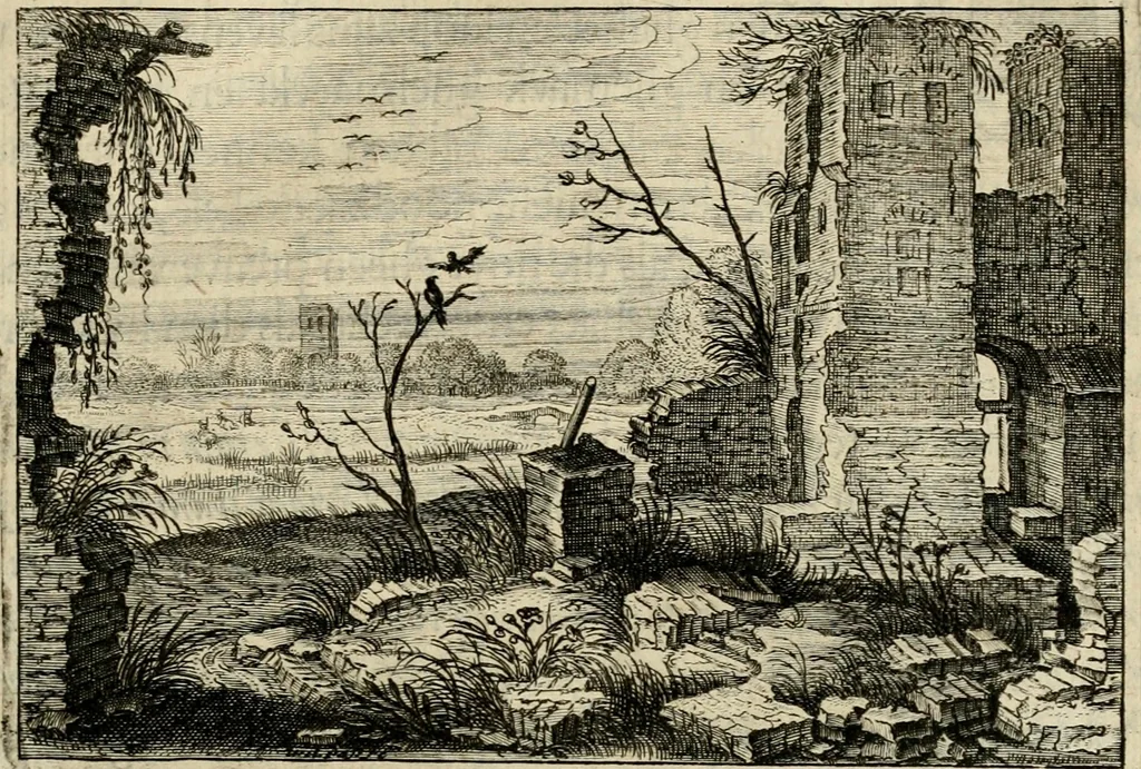 An illustration from Iohannis de Brunes I.C. Emblemata of zinne-werck : voorghestelt in beelden, ghedichten, en breeder uijt-legginghen, tot uijt-druckinghe en verbeteringhe van verscheijden feijlen onser eeuwe, 1636, leaf 160