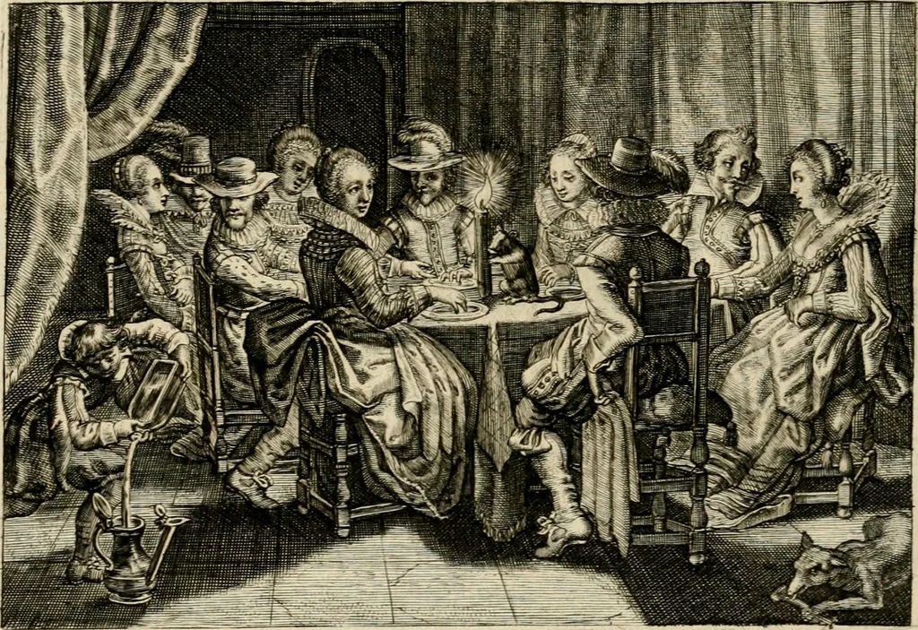 An illustration from Iohannis de Brunes I.C. Emblemata of zinne-werck : voorghestelt in beelden, ghedichten, en breeder uijt-legginghen, tot uijt-druckinghe en verbeteringhe van verscheijden feijlen onser eeuwe, 1636, leaf 217