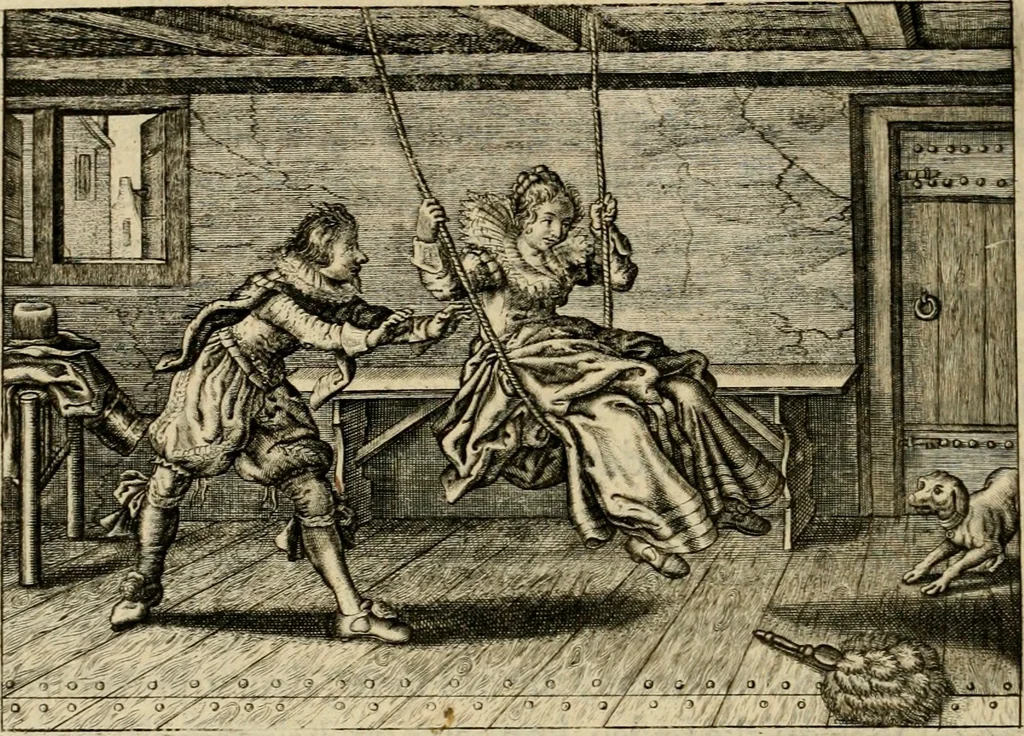 An illustration from Iohannis de Brunes I.C. Emblemata of zinne-werck : voorghestelt in beelden, ghedichten, en breeder uijt-legginghen, tot uijt-druckinghe en verbeteringhe van verscheijden feijlen onser eeuwe, 1636, leaf 275