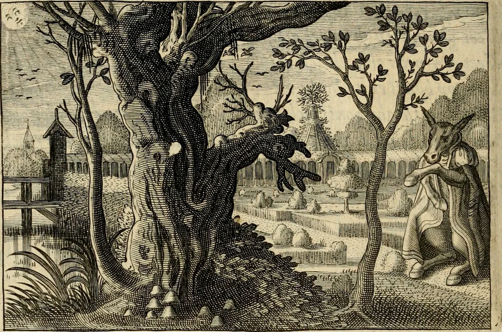 An illustration from Iohannis de Brunes I.C. Emblemata of zinne-werck : voorghestelt in beelden, ghedichten, en breeder uijt-legginghen, tot uijt-druckinghe en verbeteringhe van verscheijden feijlen onser eeuwe, 1636, leaf 289