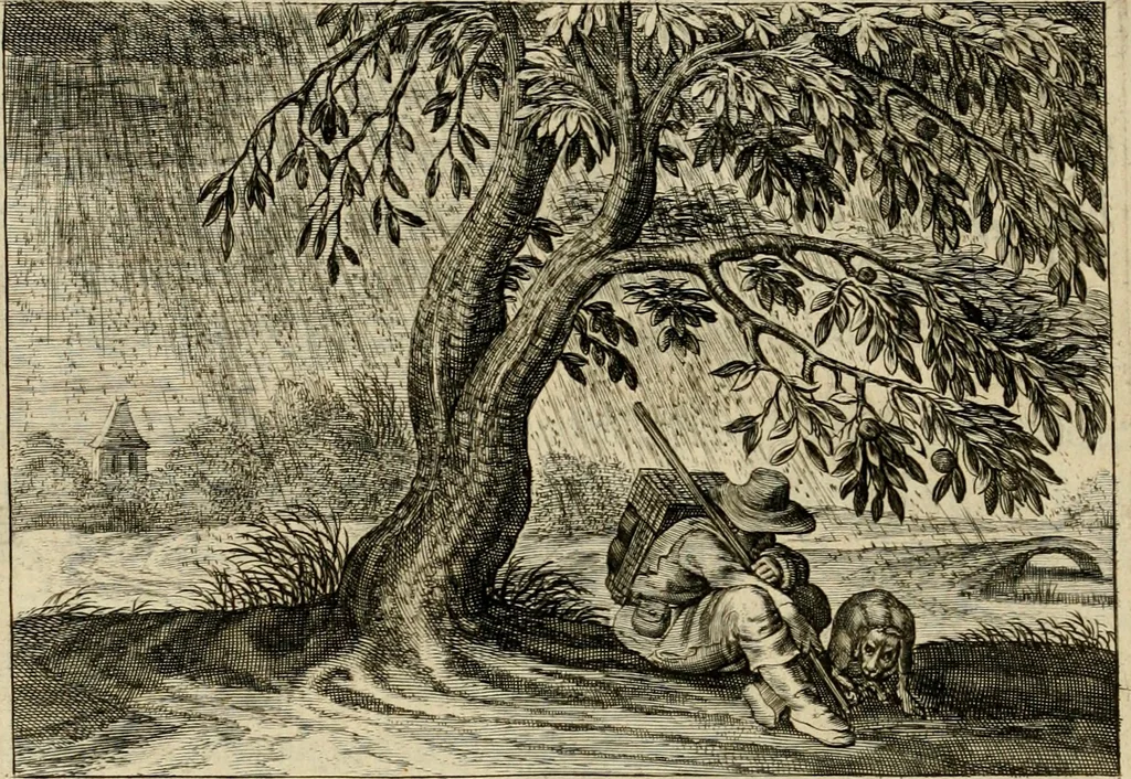 An illustration from Iohannis de Brunes I.C. Emblemata of zinne-werck : voorghestelt in beelden, ghedichten, en breeder uijt-legginghen, tot uijt-druckinghe en verbeteringhe van verscheijden feijlen onser eeuwe, 1636, leaf 327