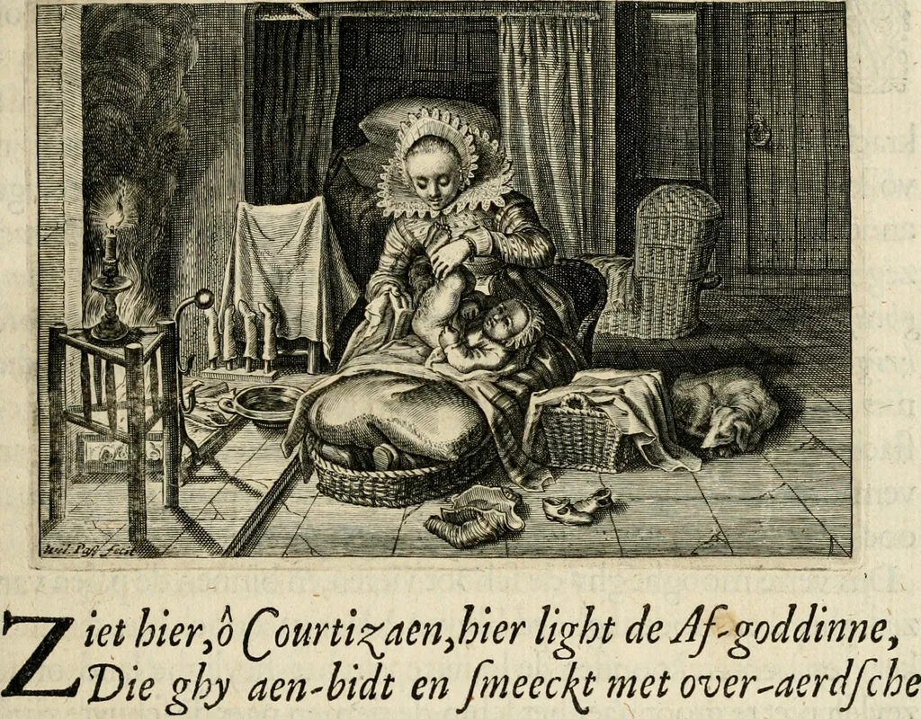 An illustration from Iohannis de Brunes I.C. Emblemata of zinne-werck : voorghestelt in beelden, ghedichten, en breeder uijt-legginghen, tot uijt-druckinghe en verbeteringhe van verscheijden feijlen onser eeuwe, 1636, leaf 38