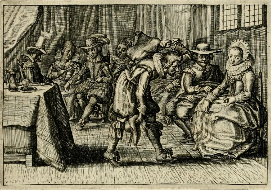An illustration from Iohannis de Brunes I.C. Emblemata of zinne-werck : voorghestelt in beelden, ghedichten, en breeder uijt-legginghen, tot uijt-druckinghe en verbeteringhe van verscheijden feijlen onser eeuwe, 1636, leaf 44