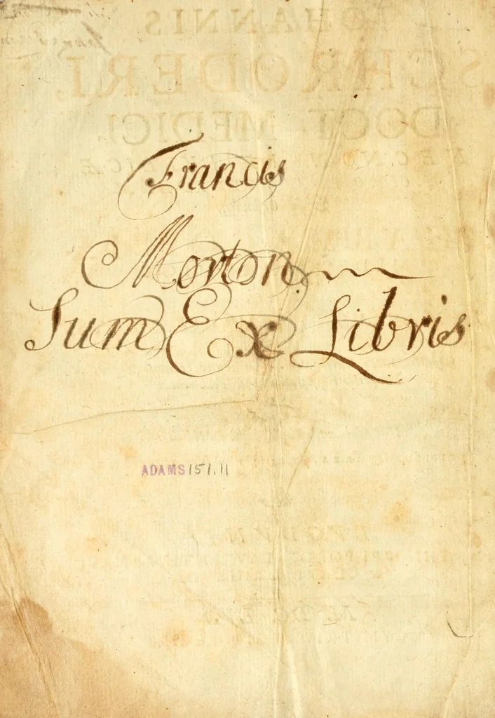 An illustration from Iohannis Schröderi, doct. medici, nec non Reipublicæ Moeno-Francofurtanae physici ordinarii, Pharmacopëia medico-chymica : sive, Thesaurus pharmacologicus. Quo composita quæque celebriora; hinc mineralia, vegetabilia & animalia chymico-medicè describuntur, atque insuper principia physicè Hermetico Hippocraticæ candidè exhibentur, 1656, leaf 4