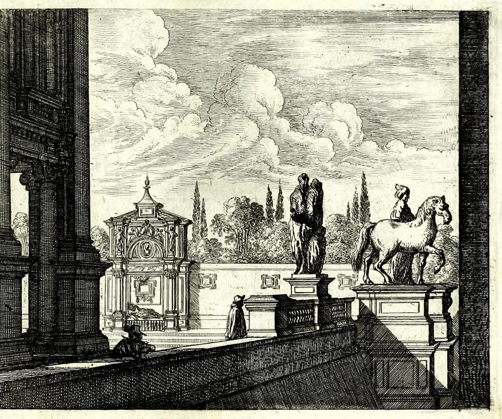 An illustration from Iohann Wilhelm Bauren Underschidliche Prospecten, welche er in dennen Landen Italiae und dan auf seiner Heimreis Friaul, Karnten, Stejr nach dem Leben gezeichnet, 1681, leaf 35