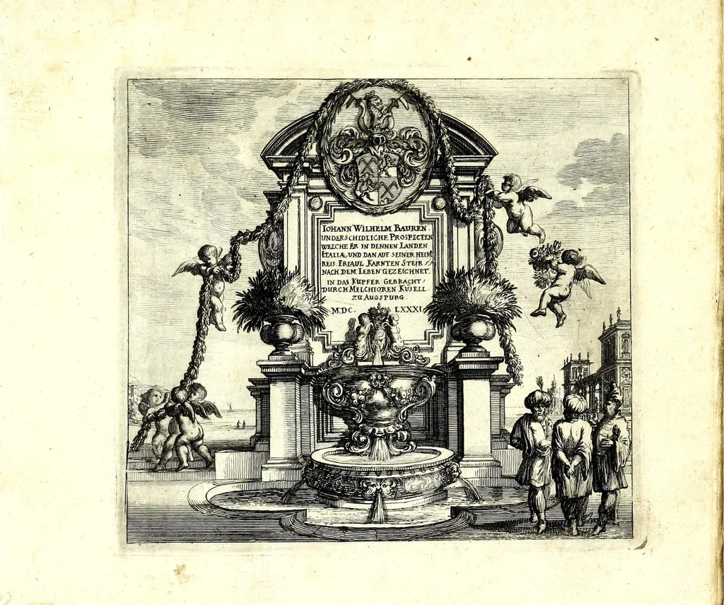 An illustration from Iohann Wilhelm Bauren Underschidliche Prospecten, welche er in dennen Landen Italiae und dan auf seiner Heimreis Friaul, Karnten, Stejr nach dem Leben gezeichnet, 1681, leaf 7
