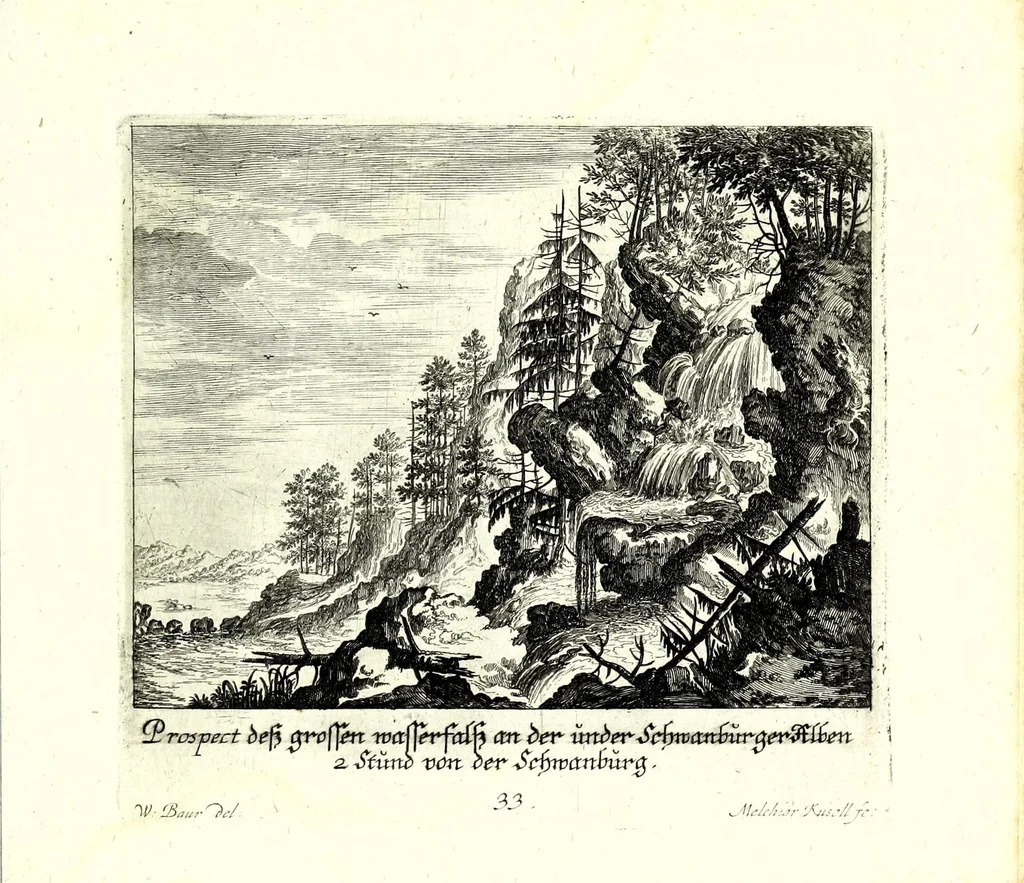 An illustration from Iohann Wilhelm Bauren Underschidliche Prospecten, welche er in dennen Landen Italiae und dan auf seiner Heimreis Friaul, Karnten, Stejr nach dem Leben gezeichnet, 1681, leaf 75