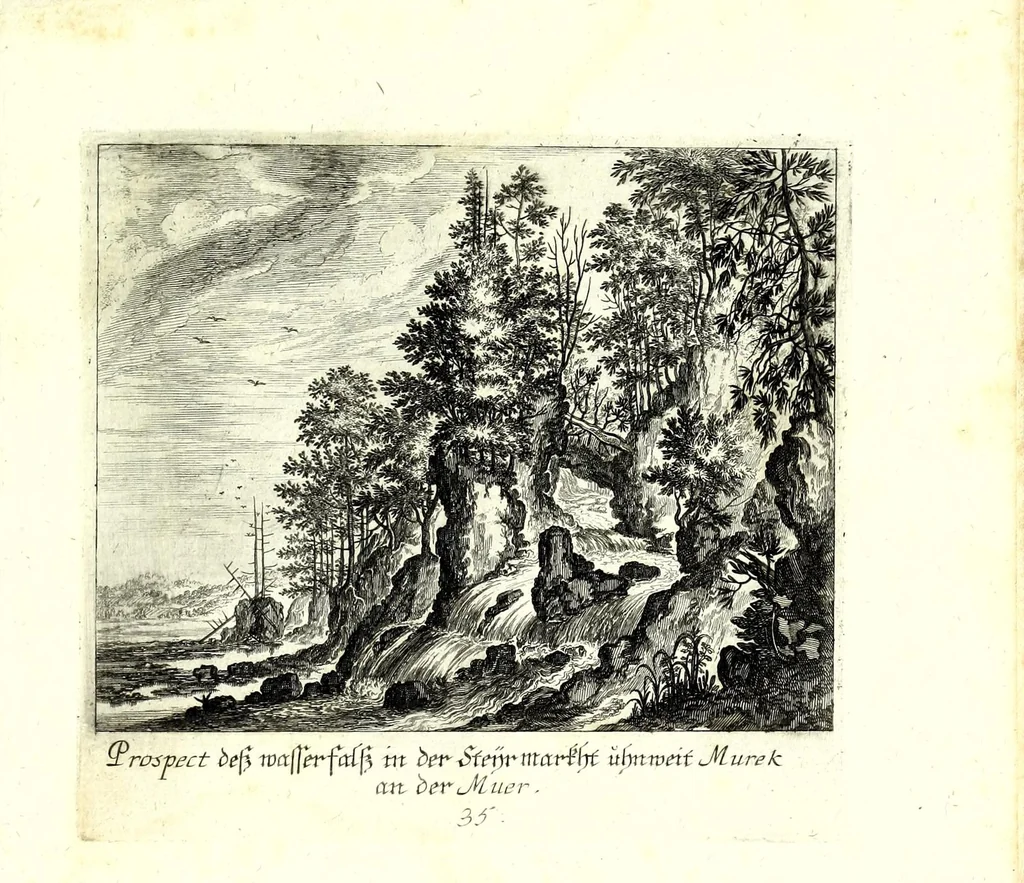 An illustration from Iohann Wilhelm Bauren Underschidliche Prospecten, welche er in dennen Landen Italiae und dan auf seiner Heimreis Friaul, Karnten, Stejr nach dem Leben gezeichnet, 1681, leaf 79