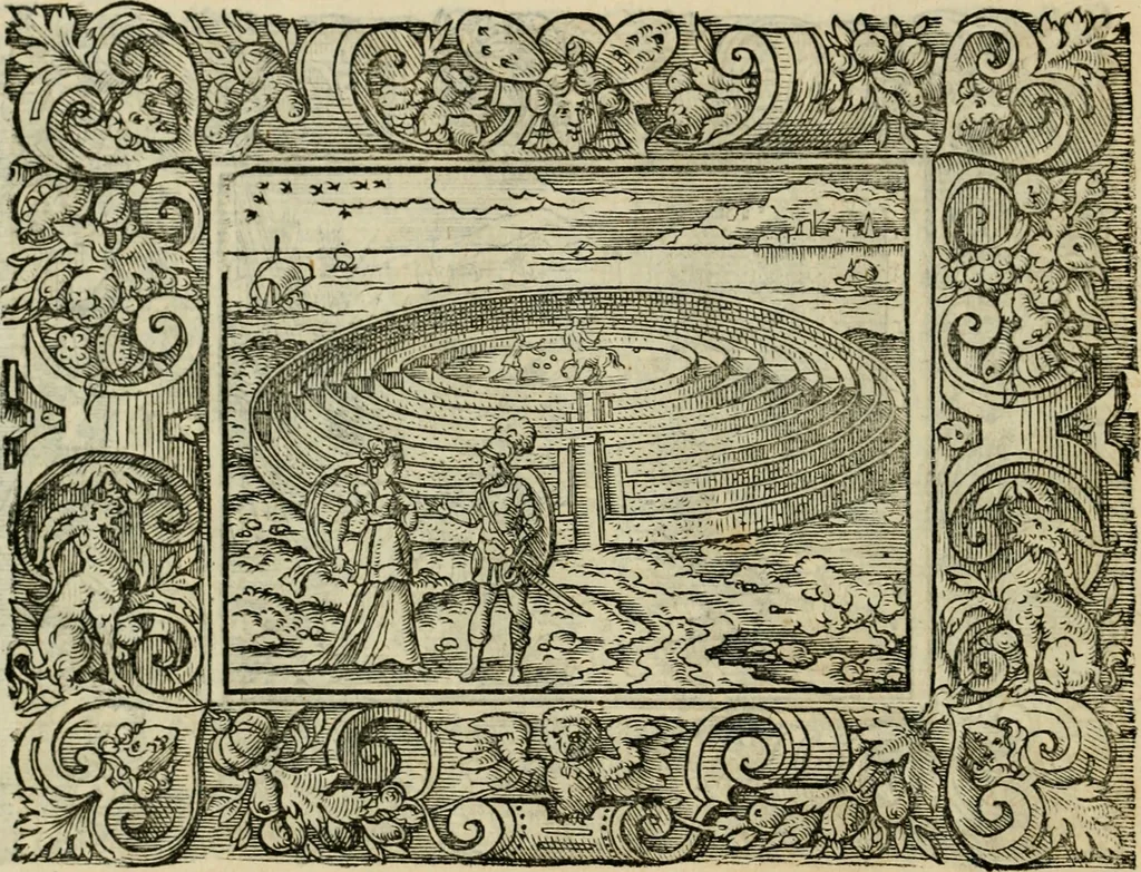 An illustration from Iohan. Posthii Germershemii Tetrasticha in Ovidii Metam. lib. XV. qvibus accesserunt Vergilij Solis figurae elegantiss. & iam primùm in lucem editae = Schoene Figuren auss dem fuertrefflichen Poeten Ouidio, allen Malern, Goldtschmiden, und Bildthauwern, zü nutz unnd gütem mit fleiss gerissen, 1563, leaf 115