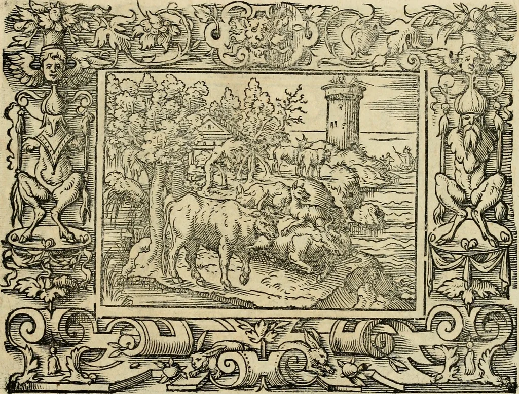 An illustration from Iohan. Posthii Germershemii Tetrasticha in Ovidii Metam. lib. XV. qvibus accesserunt Vergilij Solis figurae elegantiss. & iam primùm in lucem editae = Schoene Figuren auss dem fuertrefflichen Poeten Ouidio, allen Malern, Goldtschmiden, und Bildthauwern, zü nutz unnd gütem mit fleiss gerissen, 1563, leaf 160