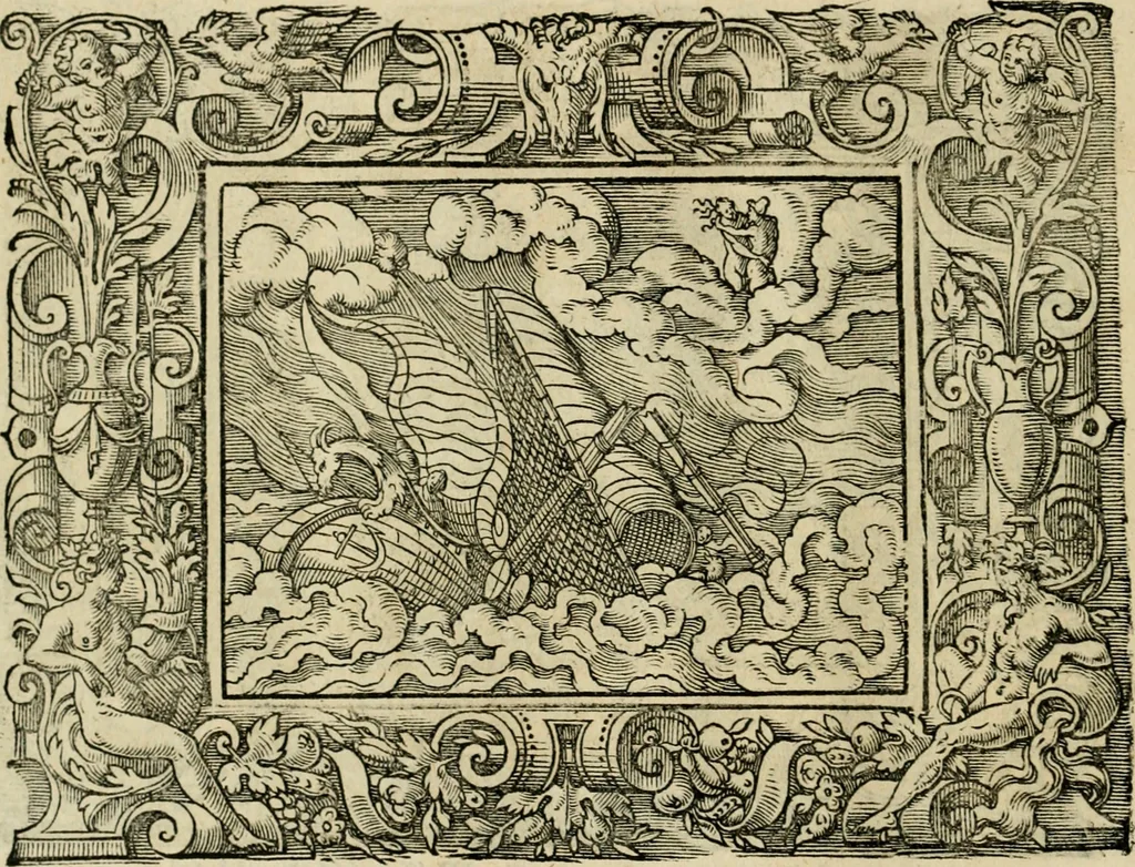 An illustration from Iohan. Posthii Germershemii Tetrasticha in Ovidii Metam. lib. XV. qvibus accesserunt Vergilij Solis figurae elegantiss. & iam primùm in lucem editae = Schoene Figuren auss dem fuertrefflichen Poeten Ouidio, allen Malern, Goldtschmiden, und Bildthauwern, zü nutz unnd gütem mit fleiss gerissen, 1563, leaf 161