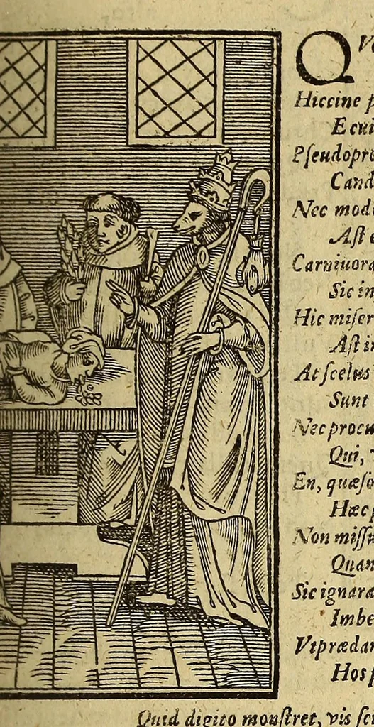 An illustration from Iohan. VVolfii I. C. Lectionum memorabilium et reconditarum centenarii XVI. : Habet hic lector doctorum ecclesiae, vatum, politicorum, philosophorum, historicorum, aliorumq[ue] sapientum & eruditorum pia, grauia, mira, arcana, & stupenda; iucunda simul & vtilia, dicta, scripta, atq[ue] facta; Vaticinia item vota, omina, mysteria, hieroglyphica, miracula, visiones, antiquitates, monumenta, testimonia, exempla virtutu[m], vitiorum, abusuum; typos insuper, picturas, atq[ue] imagines: Sed et ipsius coeli ac naturae horrenda signa, ostenta, monstra, atq[ue] portenta: His interiuncti sunt quoq[ue] omnes sacri prophaniq[ue] ordines: Ex quibus omnibus cum praeteriti status in ecclesia, republica, & communi vita consideratio; tum impendentium euentuum, ac indies magis magisq[ue] ingrauescentium malorum praesagitio: sed & multorum abstrusorum hactenus desideratorum reuelatio ob oculos perspicuè ponitur, 1600, leaf 753