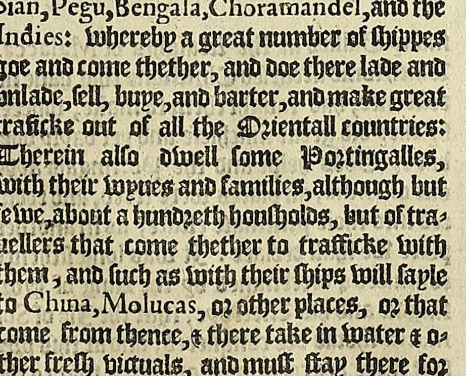 An illustration from Iohn Huighen van Linschoten his Discours of voyages into ye Easte & West Indies : deuided into foure bookes, 1598, leaf 47