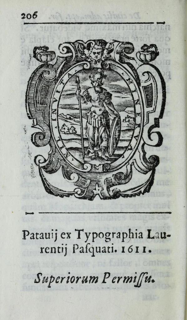 An illustration from Iosephi Bonfadii De civilis administrationis optima forma : disputatio aduersus oppugnantes aristocratiam, praecipue vero Ioannem Bodinum, Guilielmum Barclaium, atq[ue] Iustum Lipsium, 1611, leaf 226