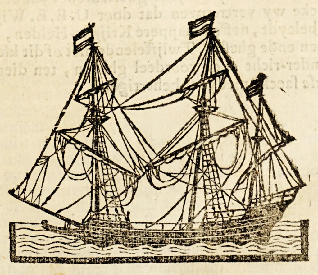 An illustration from Iournael ofte kort discours, nopende de rebellye ende verradelijcke desseynen der Portugesen, alhier in Brasil voorgenomen, 't welck in Junio 1645. is ondeckt. Ende wat vorder daer nae ghepasseert is, tot den 28. April 1647., 1647, leaf 9