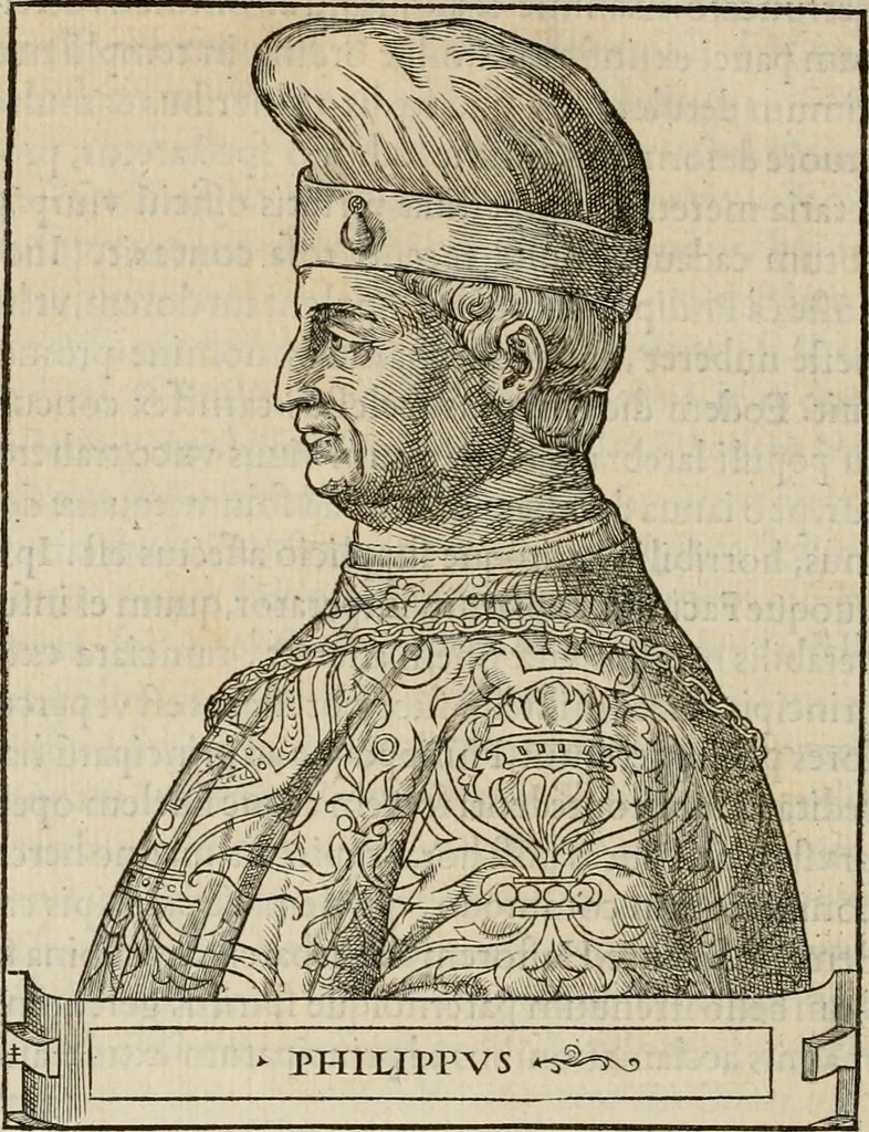 An illustration from Pavli Iovii novocomensis Vitae dvodecim vicecomitvm Mediolani principvm : ex Bibliotheca regia, 1549, leaf 191