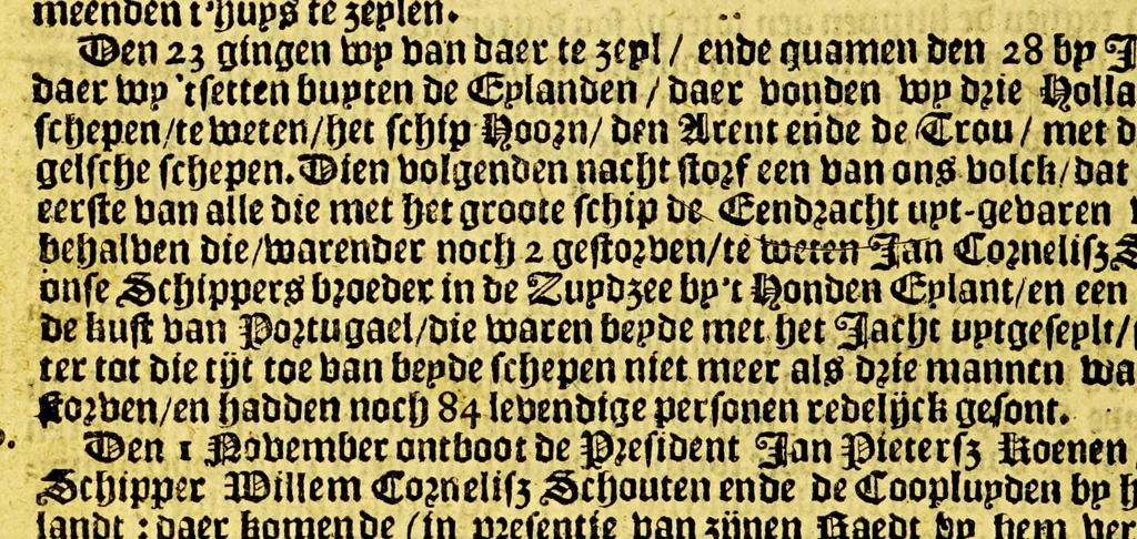 An illustration from Iovrnael ofte beschryvinge vande wonderlijcke reyse, 1637, leaf 70