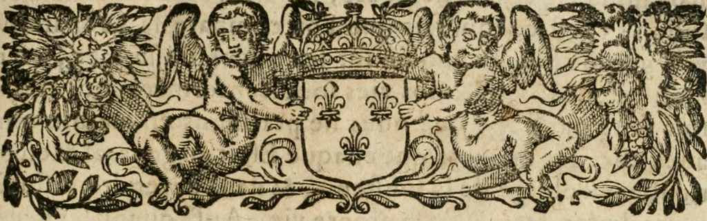 An illustration from Iovrnavx historiques: contenans tout ce qui s'est passé de plus remarquable dans le voyage du roy, & de Son Eminence, depuis leur depart de Paris, le 25. iuin de l'an 1659 : pour le traitté du mariage de sa majesté, & de la paix generale, jusqu'à leur retour : auec une exacte recherche de ce qui s'est fait dans le conferences des deux ministres, & dans le mariage du roy auec l'infante d'Espagne à Fontarabie, & à S. Iean de Lus : et leur entrée dans toutes les villes de leur passage, & leur triomphe dans leur bonne ville de Paris / par le Sieur F.C, 1660, leaf 24