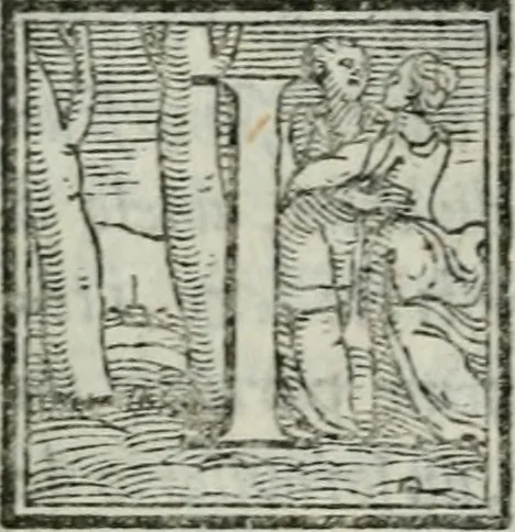 An illustration from I piacevoli et ingeniosi discorsi in piv lettere compresi, e ne la lingua antica uolgari dechiariti. Nei qvali si contengono varii cherebizzi, e fantastiche fantasi philosophiche in varie materie, pur sempre à le uertù accostate, 1557, leaf 15
