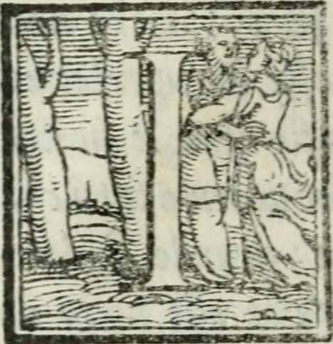 An illustration from I piacevoli et ingeniosi discorsi in piv lettere compresi, e ne la lingua antica uolgari dechiariti. Nei qvali si contengono varii cherebizzi, e fantastiche fantasi philosophiche in varie materie, pur sempre à le uertù accostate, 1557, leaf 33