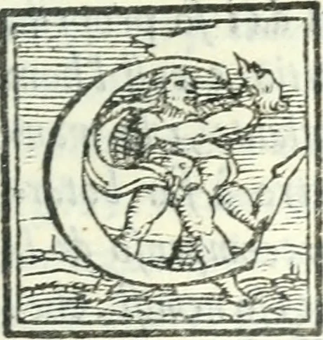 An illustration from I piacevoli et ingeniosi discorsi in piv lettere compresi, e ne la lingua antica uolgari dechiariti. Nei qvali si contengono varii cherebizzi, e fantastiche fantasi philosophiche in varie materie, pur sempre à le uertù accostate, 1557, leaf 40