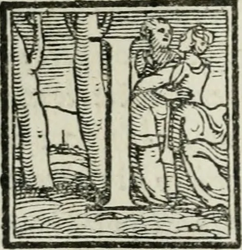 An illustration from I piacevoli et ingeniosi discorsi in piv lettere compresi, e ne la lingua antica uolgari dechiariti. Nei qvali si contengono varii cherebizzi, e fantastiche fantasi philosophiche in varie materie, pur sempre à le uertù accostate, 1557, leaf 57