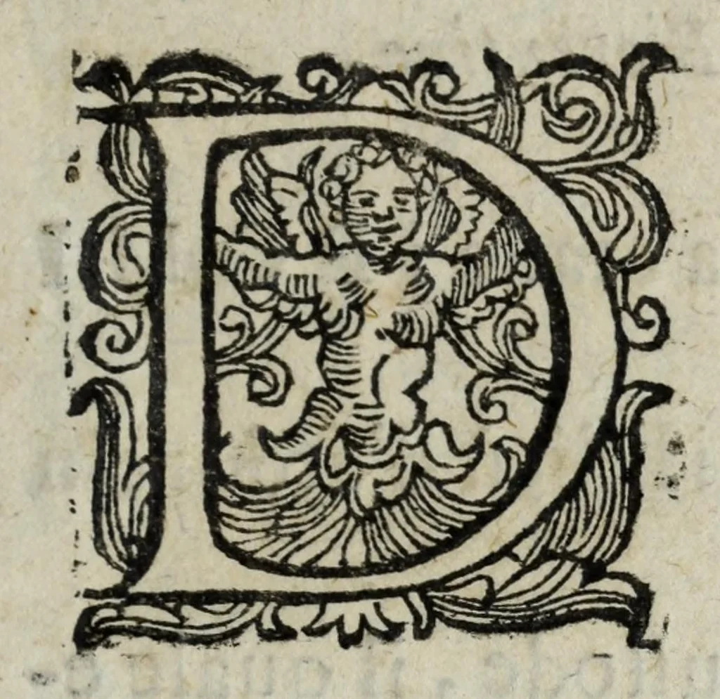An illustration from I pomi d'oro / di Gio. Francesco Angelita, Roco Accademico Disuguale ; doue si contengono due lettioni, de' fichi l'vna, e de' melloni l'altra ; nelle quali non solo si scorgono le lor lodi, e le loro eccellenze, ma si scoprono molti segreti per vsarli, e per cultiuarli ; e si notano molti errori di diuersi grand'huomini intorno al loro sentimento ; aggiuntavi vna lettione della lvmaca doue si pruoua, ch'ella sia maestra della vita human .., 1607, leaf 15