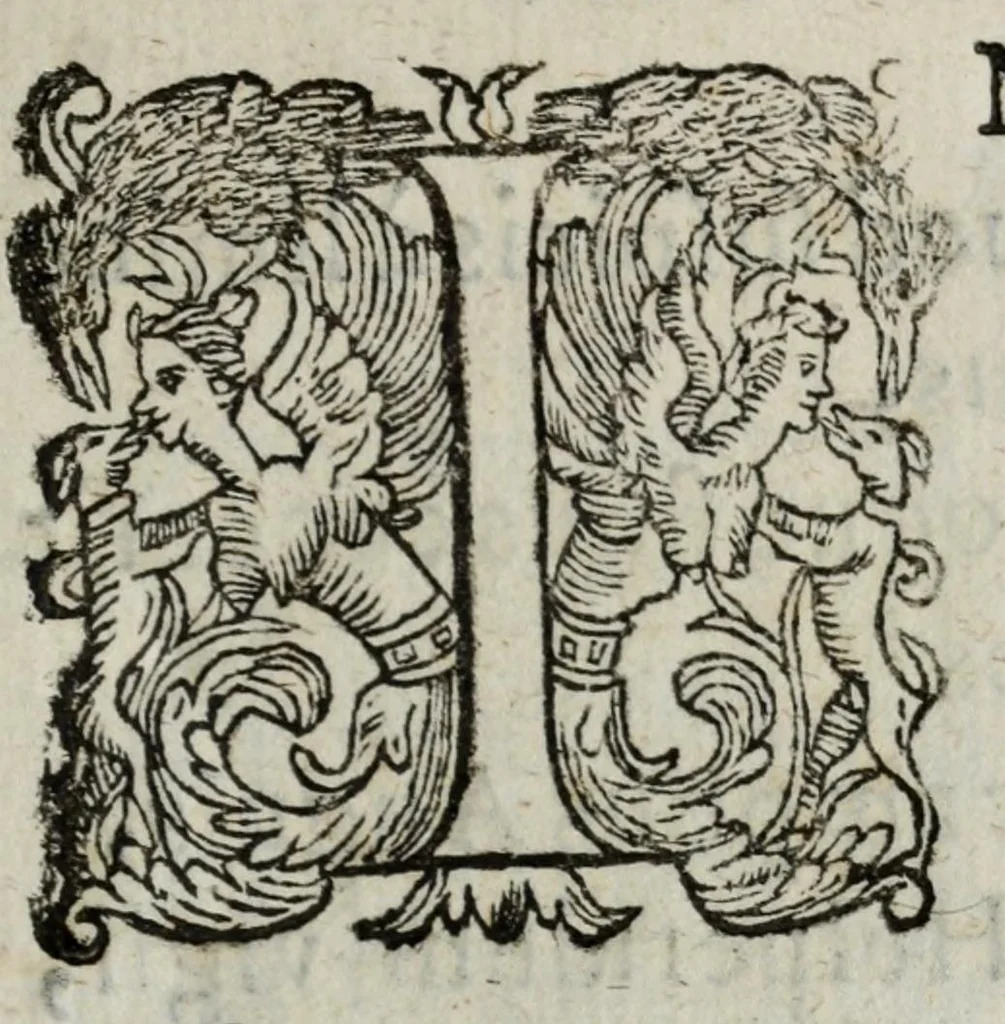 An illustration from I pomi d'oro / di Gio. Francesco Angelita, Roco Accademico Disuguale ; doue si contengono due lettioni, de' fichi l'vna, e de' melloni l'altra ; nelle quali non solo si scorgono le lor lodi, e le loro eccellenze, ma si scoprono molti segreti per vsarli, e per cultiuarli ; e si notano molti errori di diuersi grand'huomini intorno al loro sentimento ; aggiuntavi vna lettione della lvmaca doue si pruoua, ch'ella sia maestra della vita human .., 1607, leaf 17