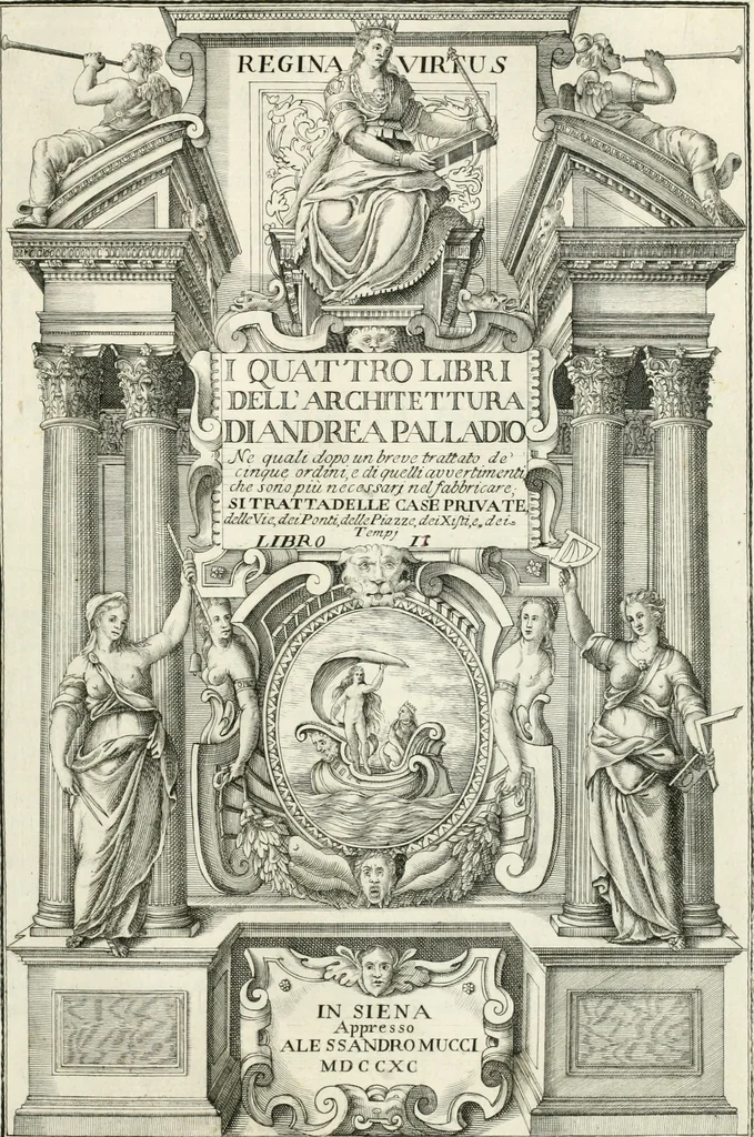 An illustration from I quattro libri dell'architettura di Andrea Palladio : ne quali dopo un breve trattato de' cinque ordini, e di quelli avvertimenti, che sono più necessarj nel fabbricare : si tratta delle case private, delle vie, dei ponti, delle piazze, dei xisti, e dei tempj, 1790, leaf 104